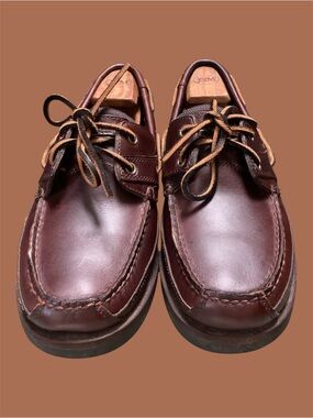 Timberland Classic Amherst Brown Oiled Leather 2-Eye Vented Boat Shoes 9.5